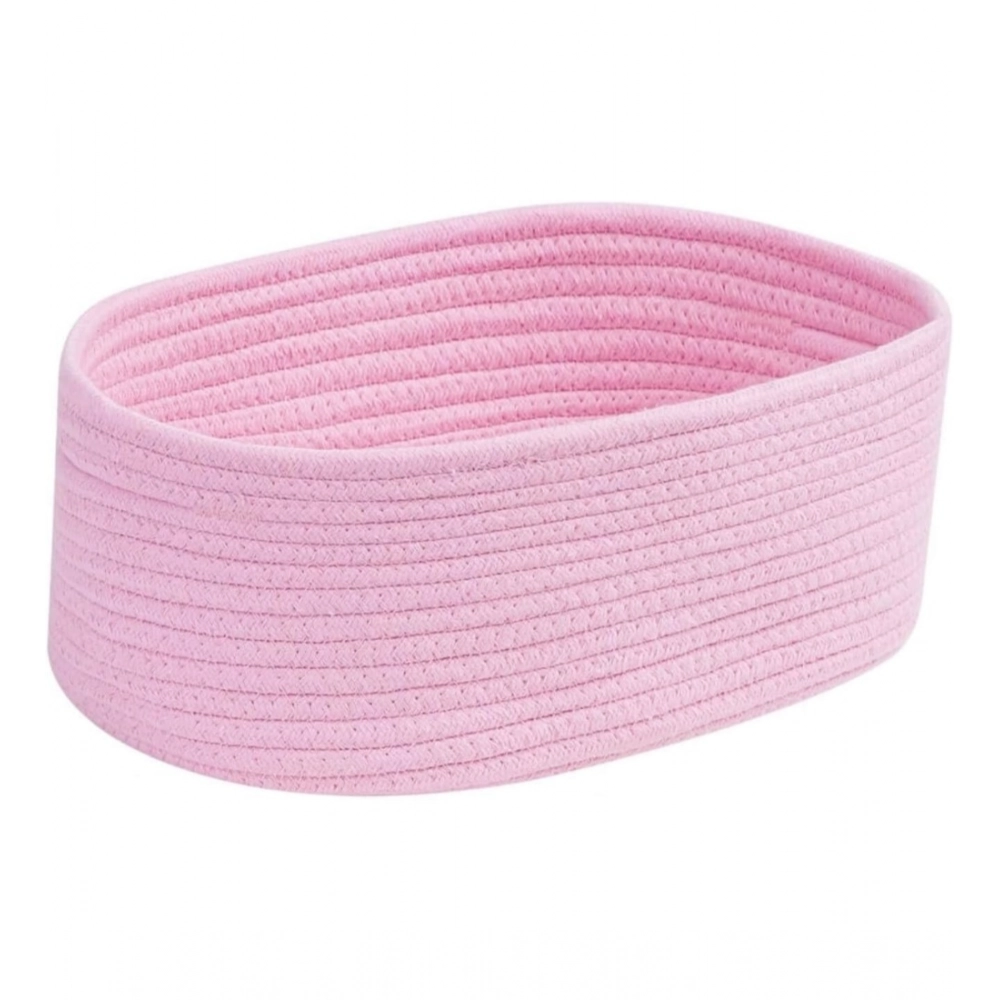 Cotton Oval 10x7x5 Inch Bedside Organizer With Out Lid (Pink) - Image 4