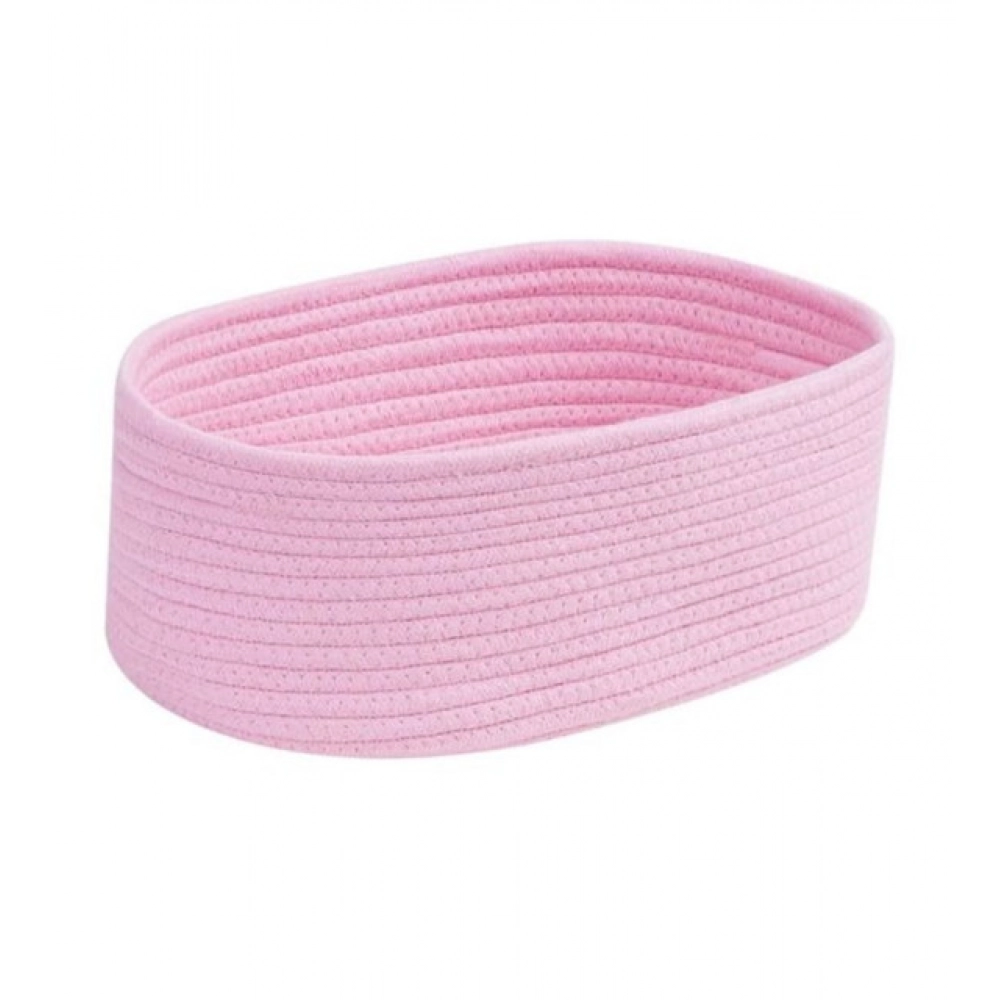 Cotton Oval 10x7x5 Inch Bedside Organizer With Out Lid (Pink)