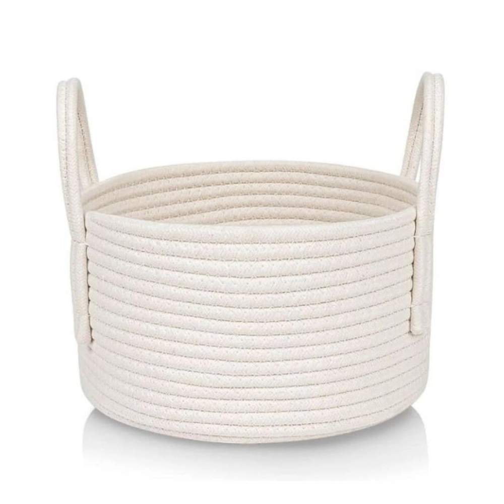 Cotton Pack Of_1 Basket 7x5 Inch Storage Basket For Clothes (White) - Image 3