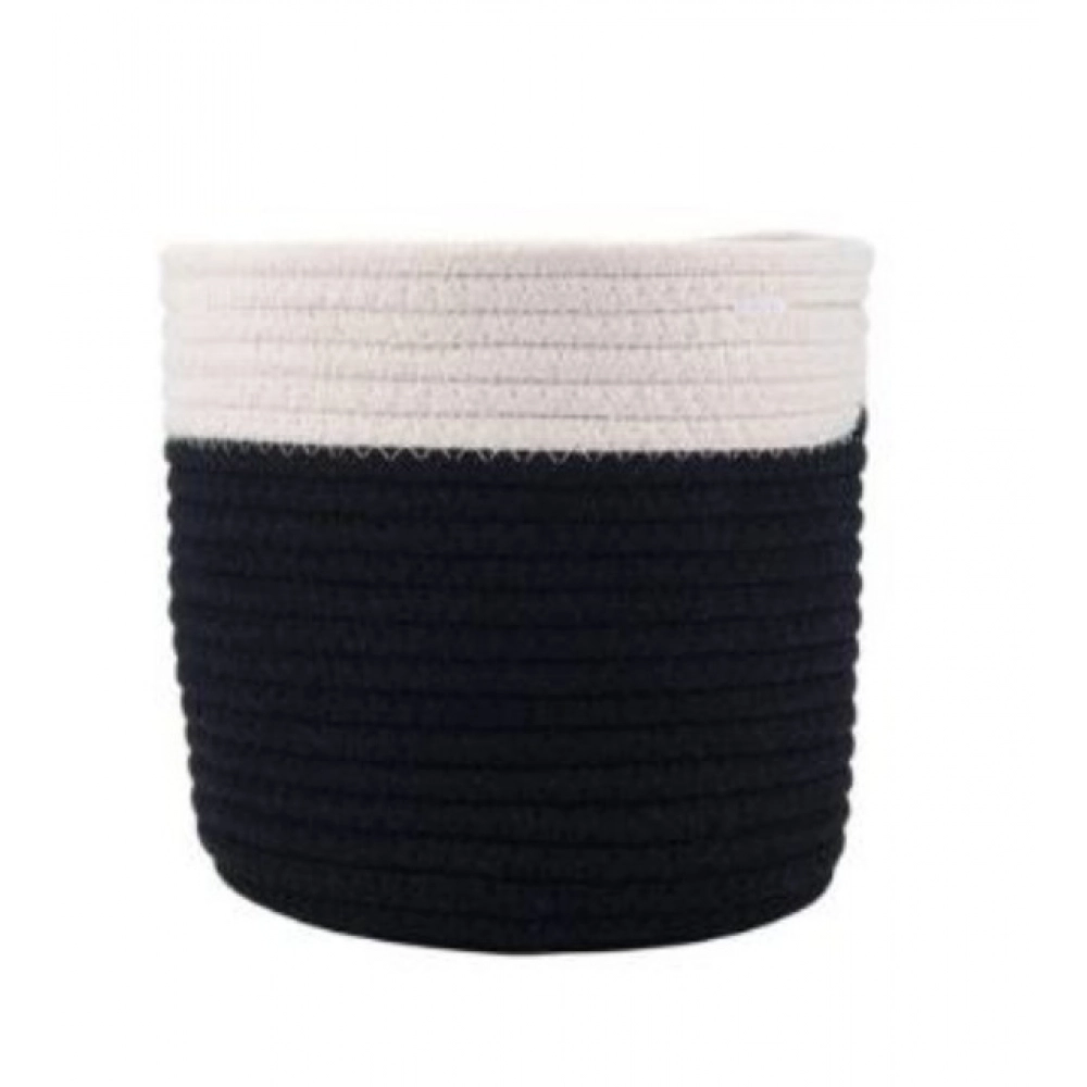 Cotton Flower Pot With Out Lid (White-Black) - Image 3