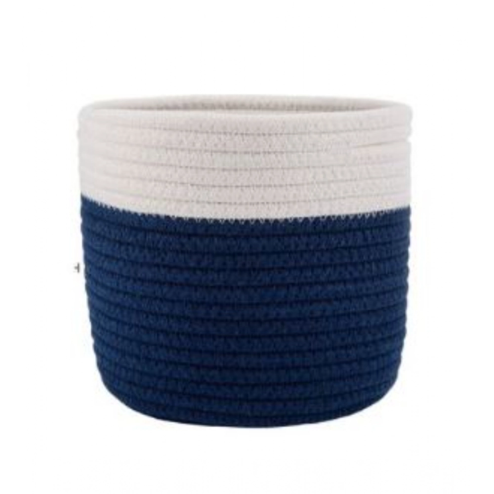 Cotton Flower Pot With Out Lid (White-Blue) - Image 3