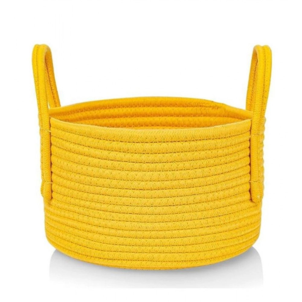 Cotton Pack Of_1 Basket 7x5 Inch Storage Basket For Clothes (Yellow) - Image 3