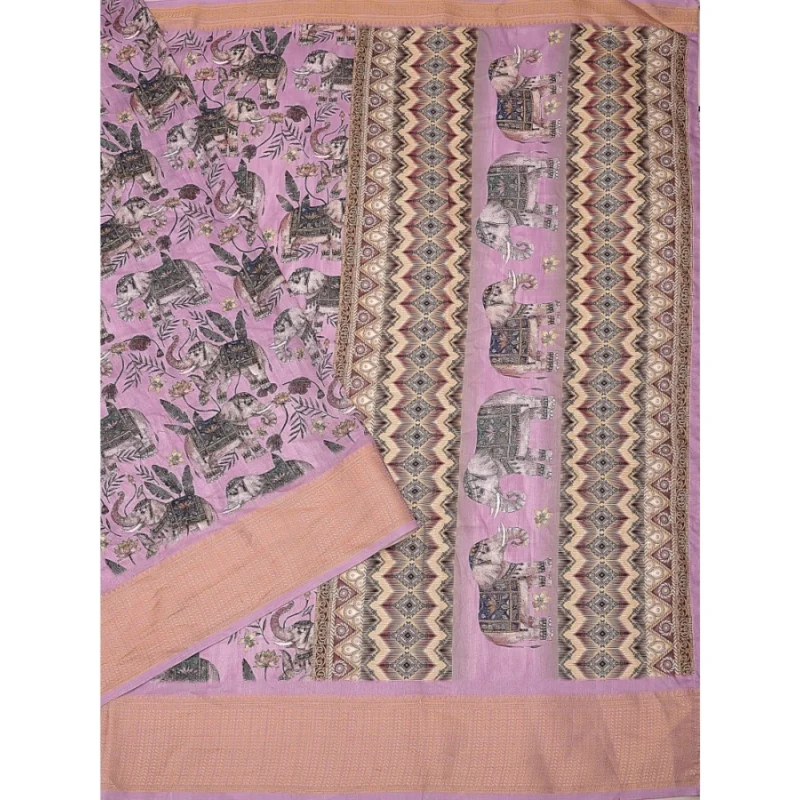 Alternative view of Women's Cotton Silk Printed Saree With Unstitched Blouse 5.5Mtr (Pink)