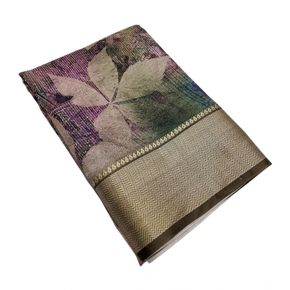 Women's Cotton Silk Printed Saree With Unstitched Blouse 5.5Mtr (Multicolor) - Image 5