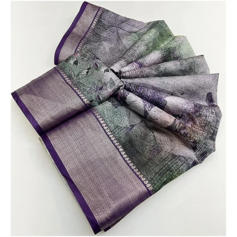 Women's Cotton Silk Printed Saree With Unstitched Blouse 5.5Mtr (Multicolor)