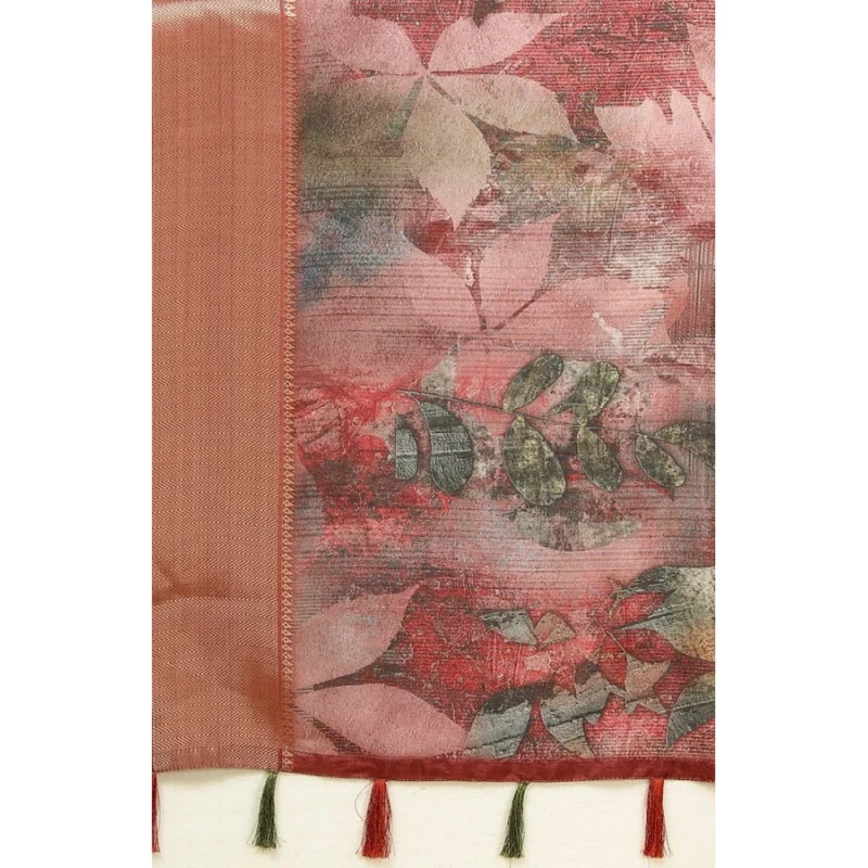 Alternative view of Women's Cotton Silk Printed Saree With Unstitched Blouse 5.5Mtr (Multicolor)