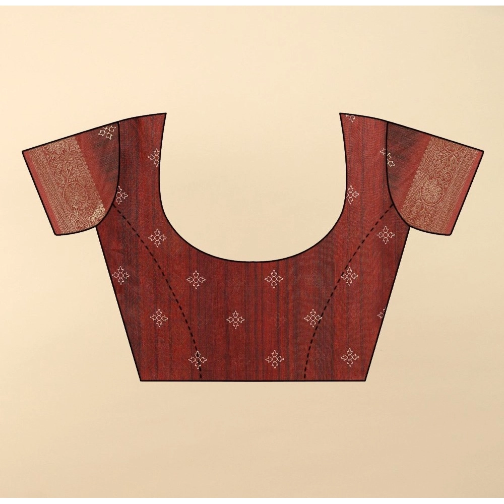 Women's Cotton Blend Printed Saree With Unstitched Blouse 5.5Mtr (Multicolor) - Image 3