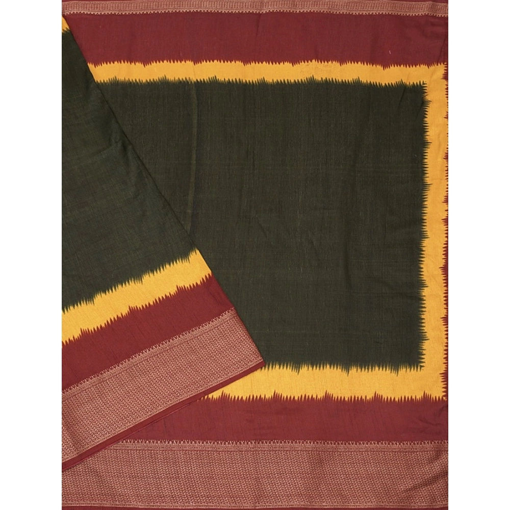 Women's Cotton Silk Solid Saree With Unstitched Blouse 5.5Mtr (Multicolor) - Image 4