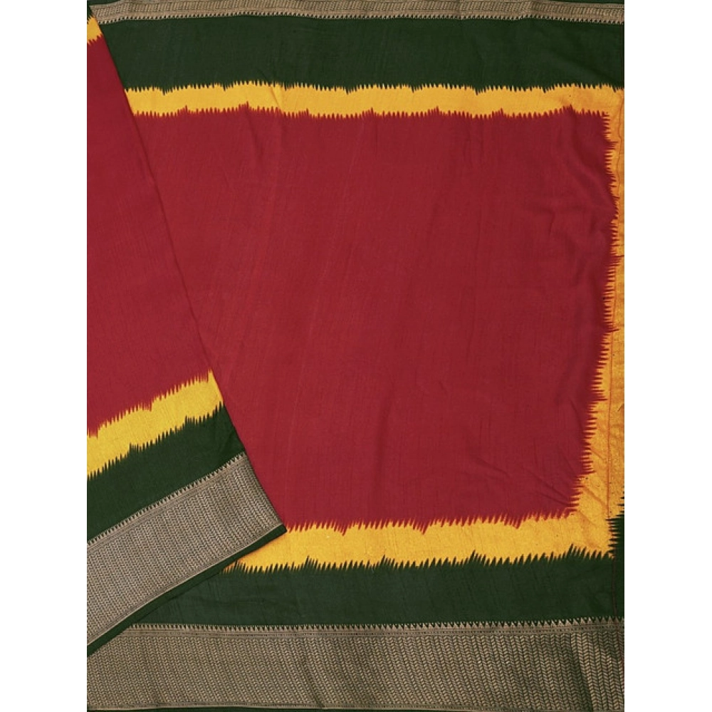 Women's Cotton Silk Solid Saree With Unstitched Blouse 5.5Mtr (Multicolor) - Image 4