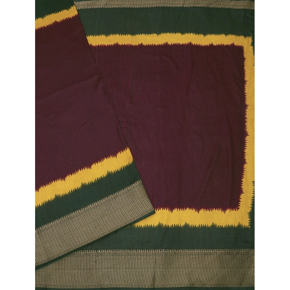 Women's Cotton Silk Solid Saree With Unstitched Blouse 5.5Mtr (Multicolor) - Image 4