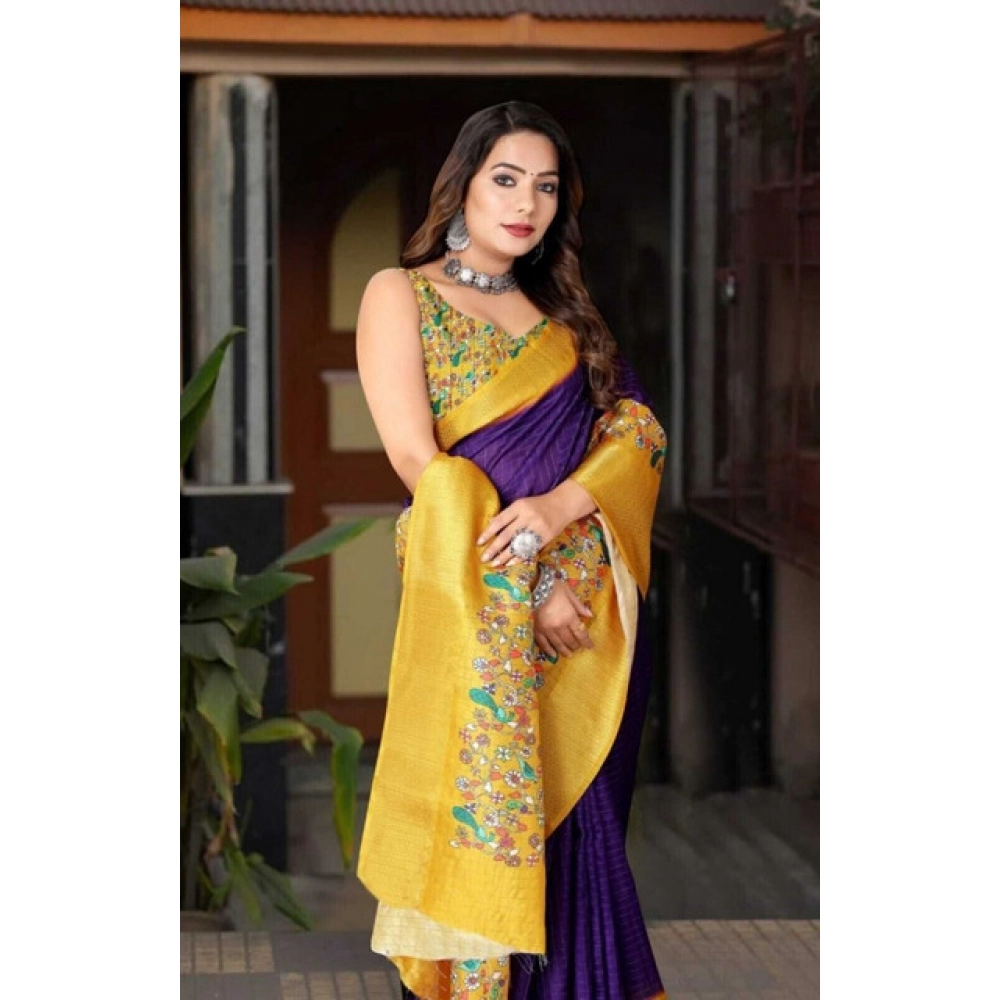 Women's Cotton Silk Printed Saree With Unstitched Blouse 5.5Mtr (Multicolor) - Image 2