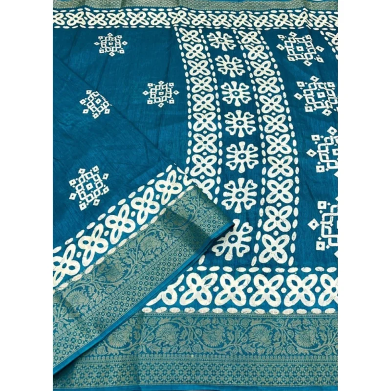 Alternative view of Women's Cotton Silk Printed Saree With Unstitched Blouse 5.5Mtr (Rama)