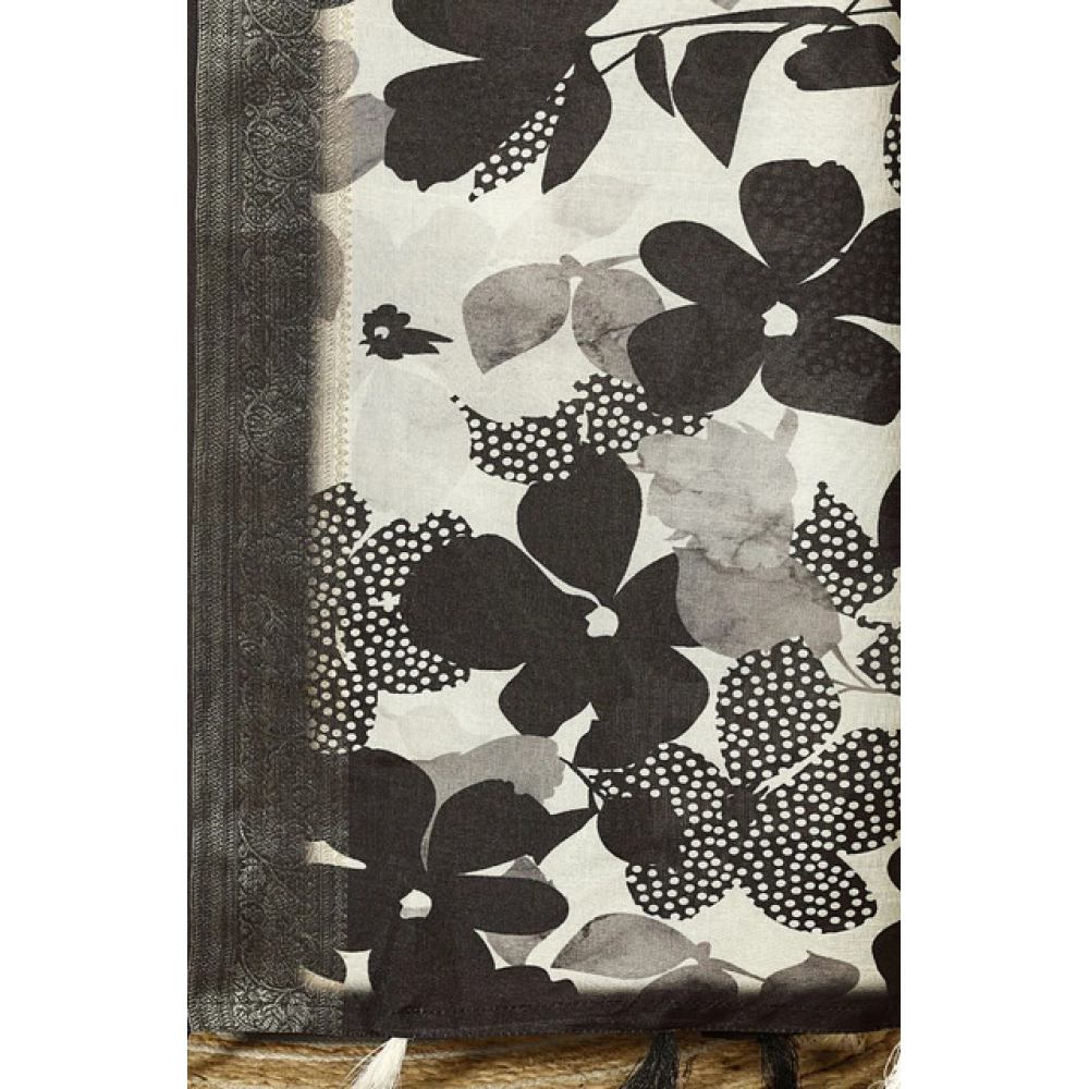 Women's Cotton Silk Floral Printed Saree With Unstitched Blouse 5.5Mtr (Multicolor) - Image 2