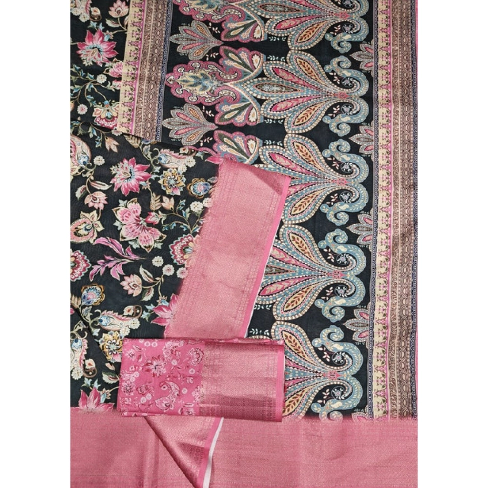 Women's Cotton Silk Floral Printed Saree With Unstitched Blouse 5.5Mtr (Multicolor) - Image 2