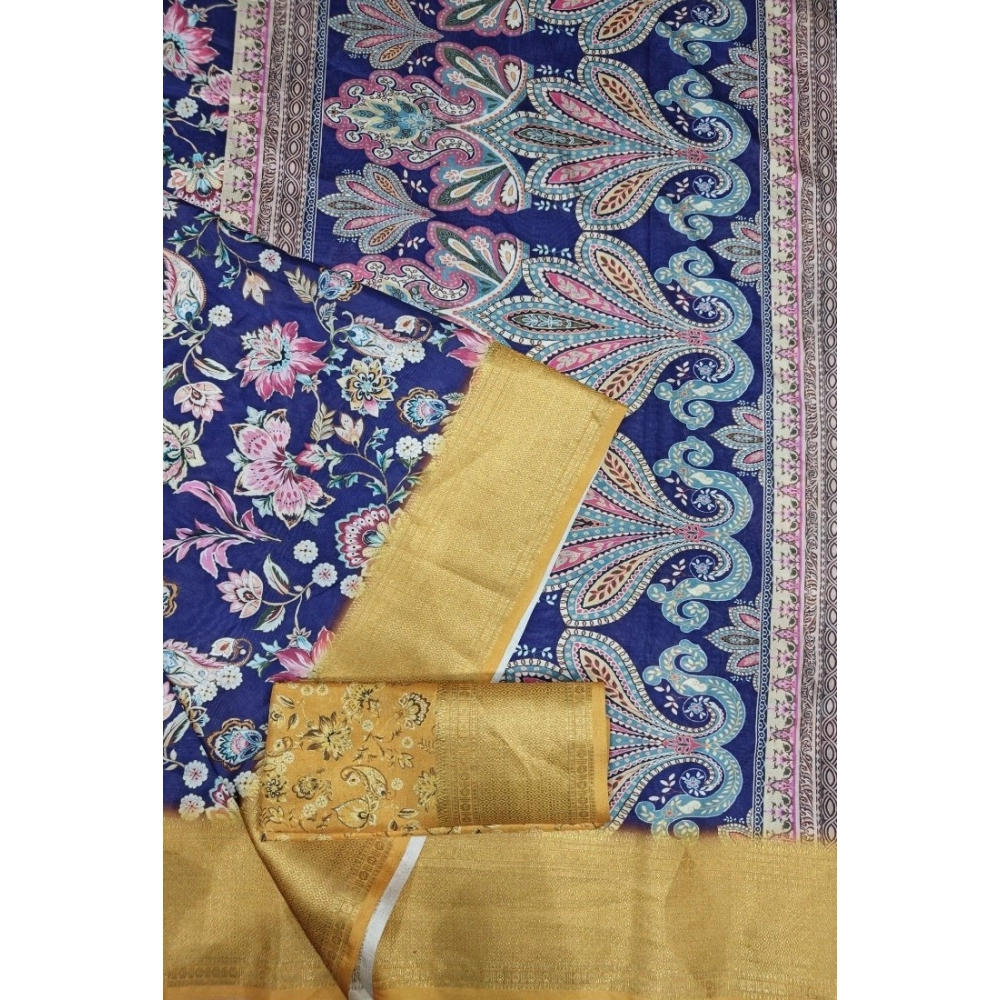 Women's Cotton Silk Floral Printed Saree With Unstitched Blouse 5.5Mtr (Multicolor) - Image 2