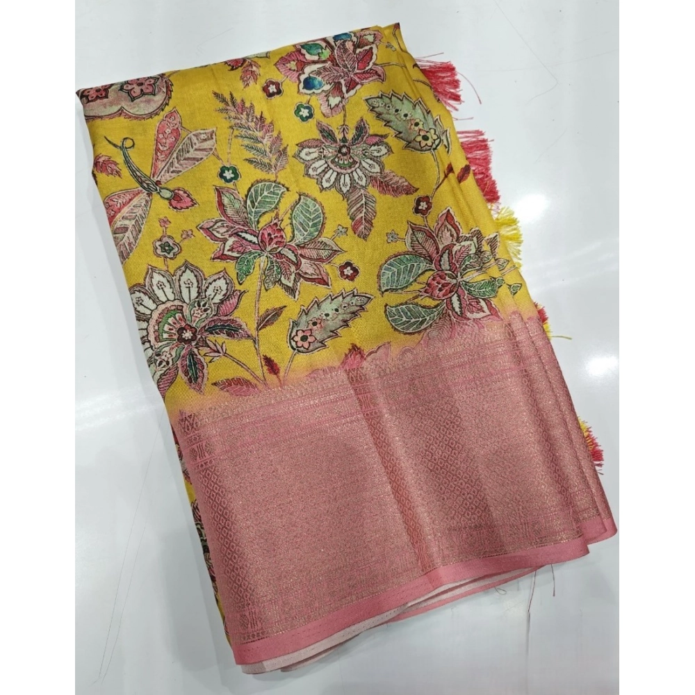 Women's Cotton Silk Floral Printed Saree With Unstitched Blouse 5.5Mtr (Multicolor) - Image 4