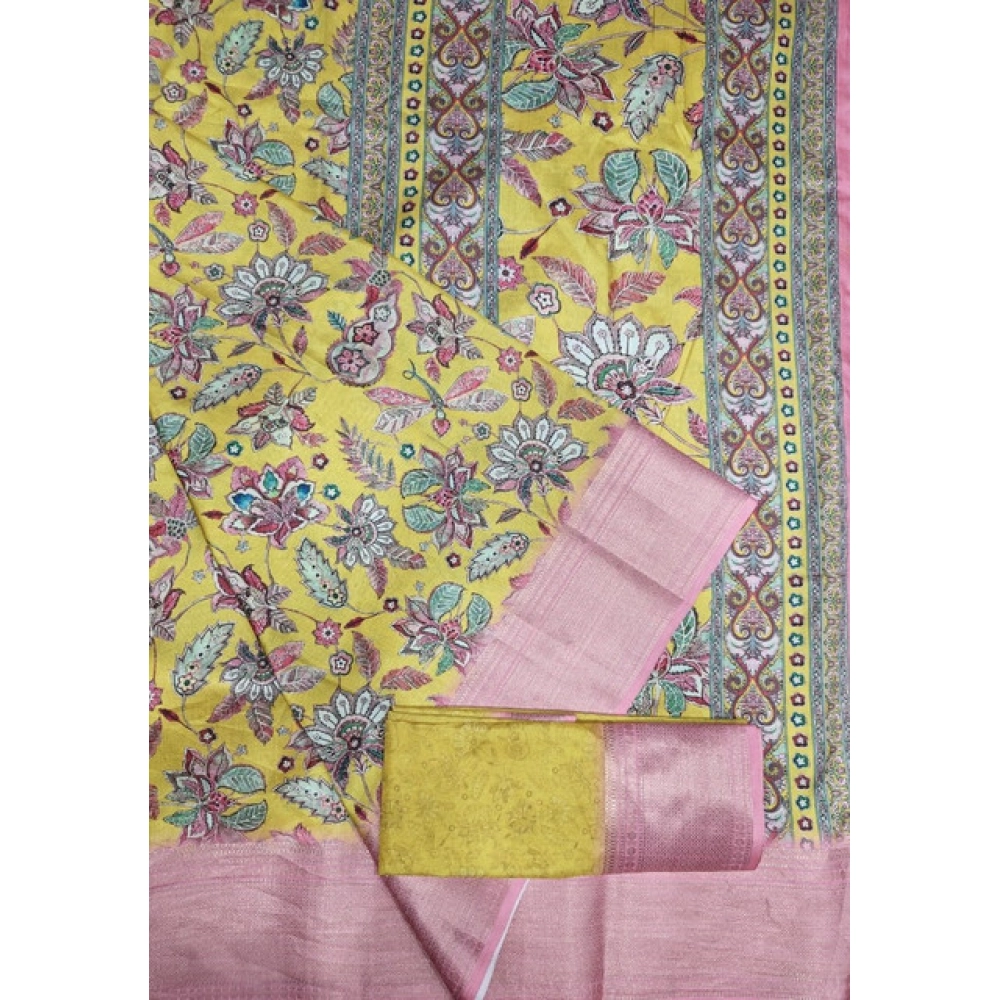 Women's Cotton Silk Floral Printed Saree With Unstitched Blouse 5.5Mtr (Multicolor) - Image 2
