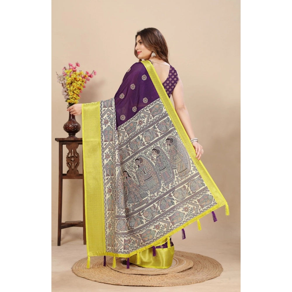 Women's Cotton Silk Printed Saree With Unstitched Blouse 5.5Mtr (Multicolor) - Image 3