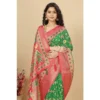 Women's Cotton Silk Printed Saree With Unstitched Blouse 5.5Mtr (Green)