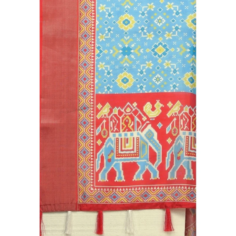 Alternative view of Women's Cotton Silk Printed Saree With Unstitched Blouse 5.5Mtr (Rama)