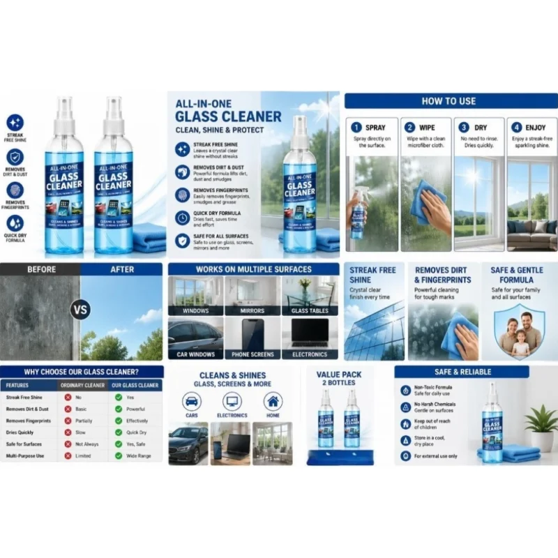 Alternative view of Pack of 2 All-in-One Glass Cleaner Spray Bottles 100 ML