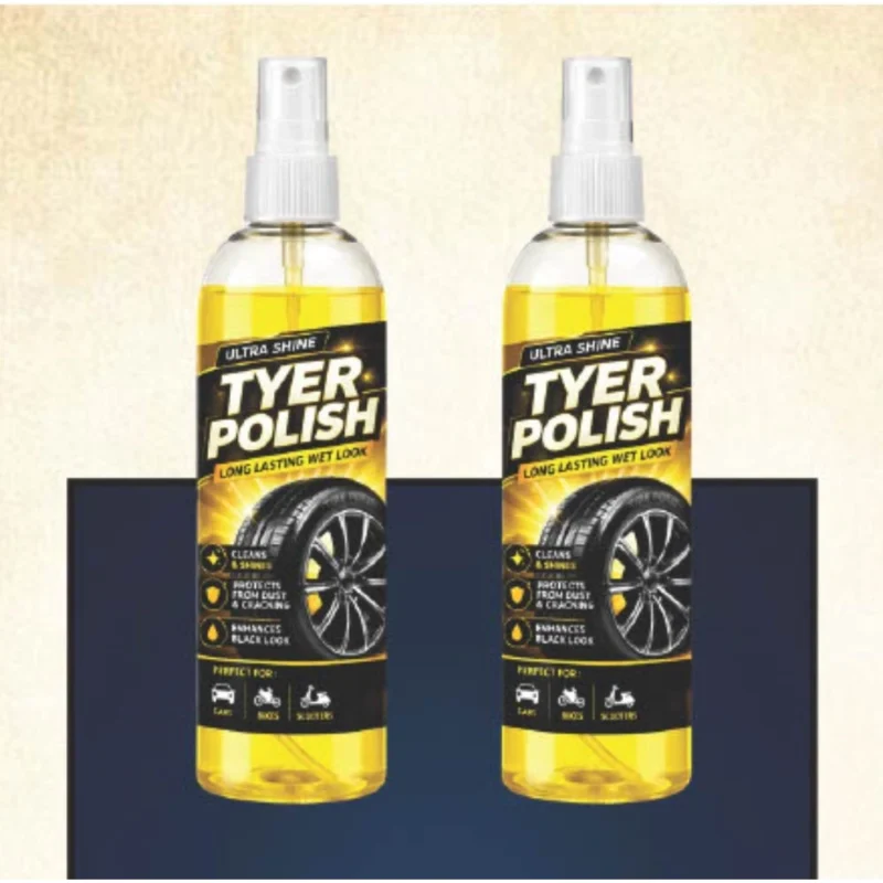 Pack of 2 Deep Black Tyer Polish Liquid Spray Bottle 100 ML
