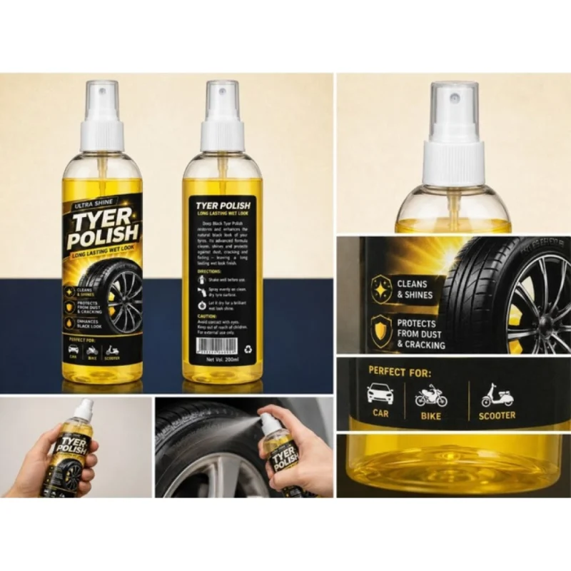 Alternative view of Pack of 2 Deep Black Tyer Polish Liquid Spray Bottle 100 ML