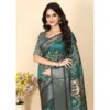 Women's Cotton Silk Printed Saree With Unstitched Blouse 5.5Mtr (Teal)