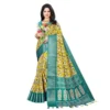 Women's Cotton Silk Floral Printed Saree With Unstitched Blouse 5.5Mtr (Yellow)