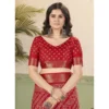 Women's Cotton Silk Printed Saree With Unstitched Blouse 5.5Mtr (Red)