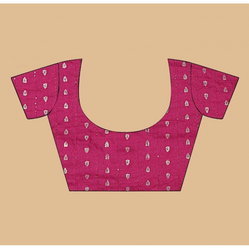 Women's Cotton Blend Checkered Saree With Unstitched Blouse 5.5Mtr (Multicolor) - Image 4