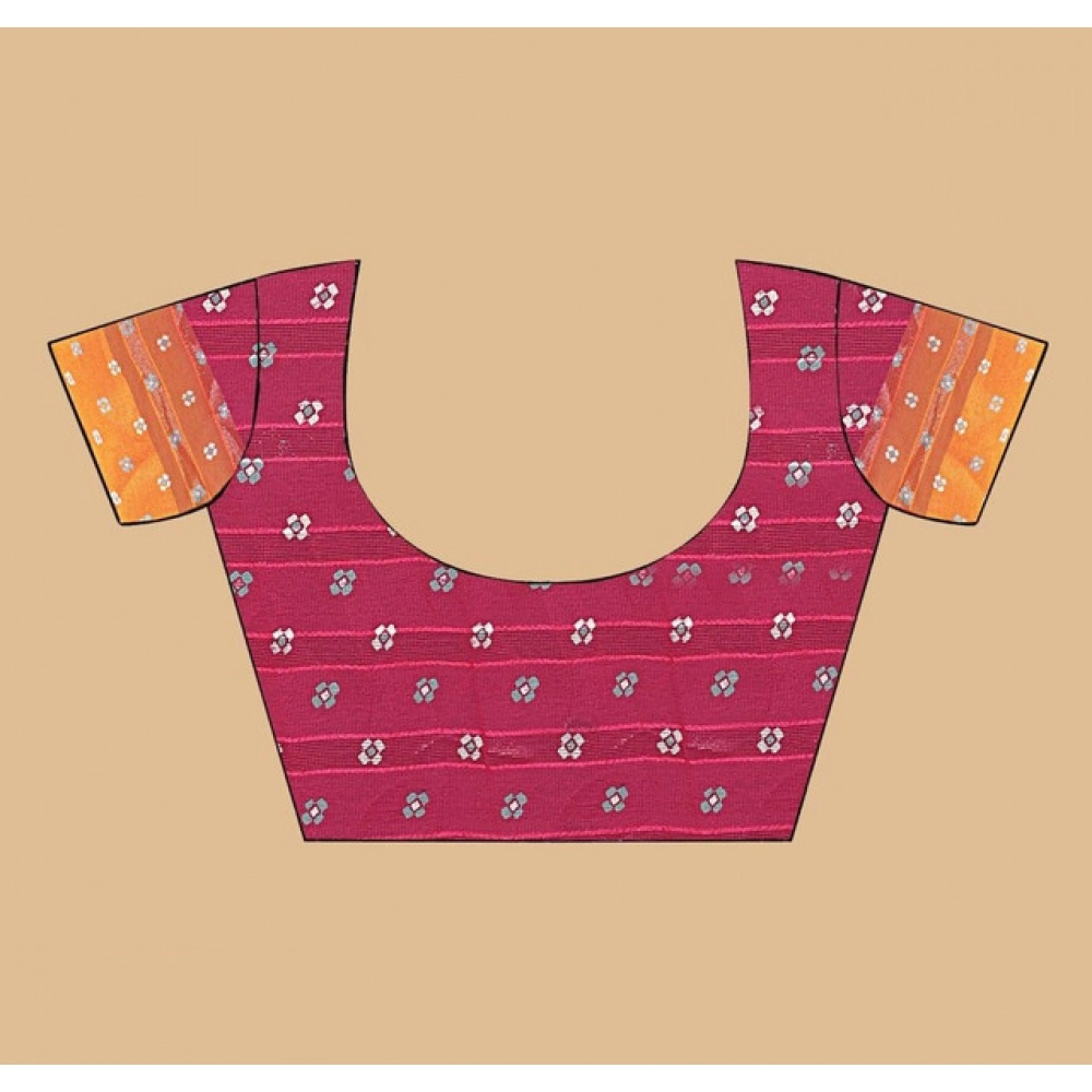 Women's Art Silk Printed Saree With Unstitched Blouse 5.5Mtr (Pink) - Image 3