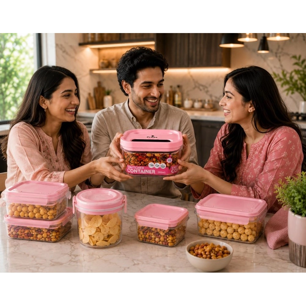 Pack of 1 Switchers Airtight Storage Container Set 500 ML (Pink) - Image 4