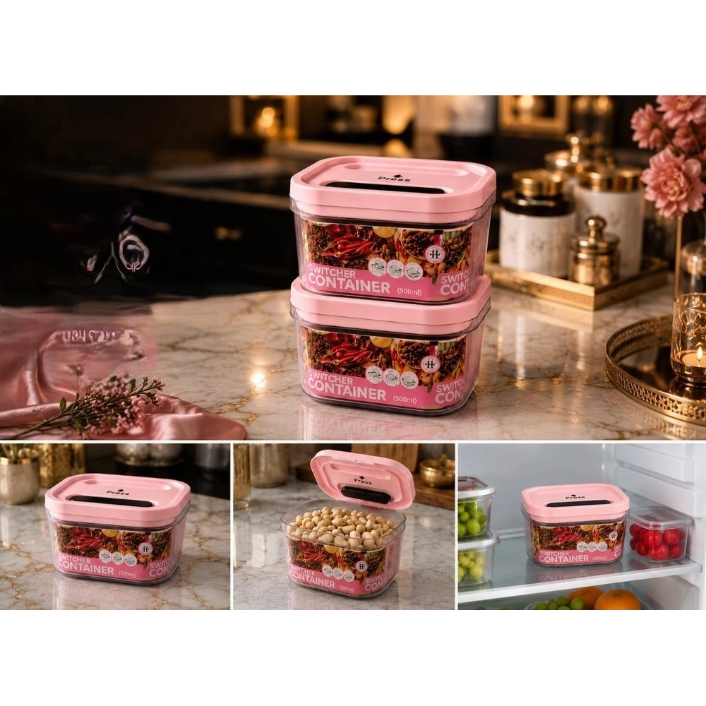 Pack of 2 Switchers Airtight Storage Container Set 500 ML (Pink) - Image 3