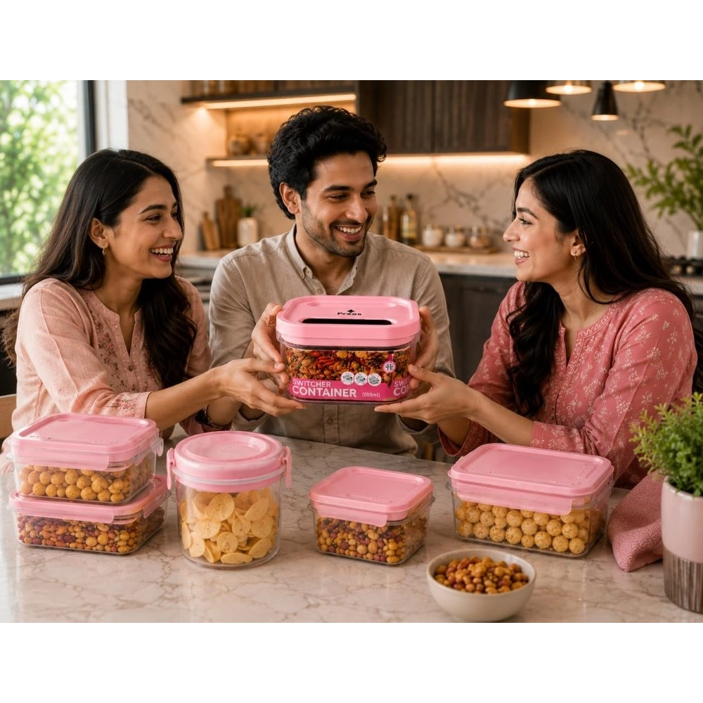 Pack of 2 Switchers Airtight Storage Container Set 500 ML (Pink) - Image 2