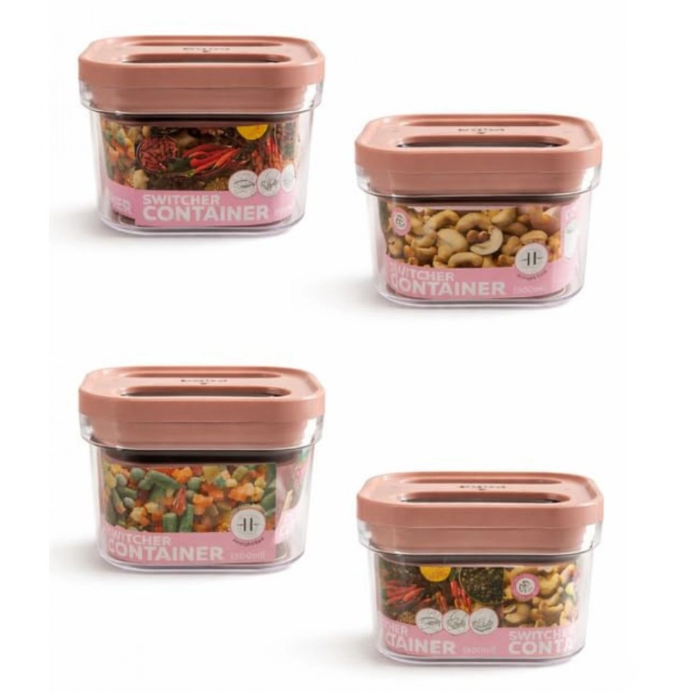 Pack of 4 Switchers Airtight Storage Container Set 500 ML (Pink) - Image 2