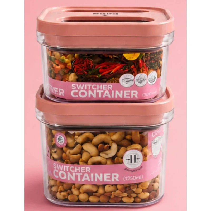 Pack of 2 Switchers Airtight Storage Container Set 1250 ML (Pink)