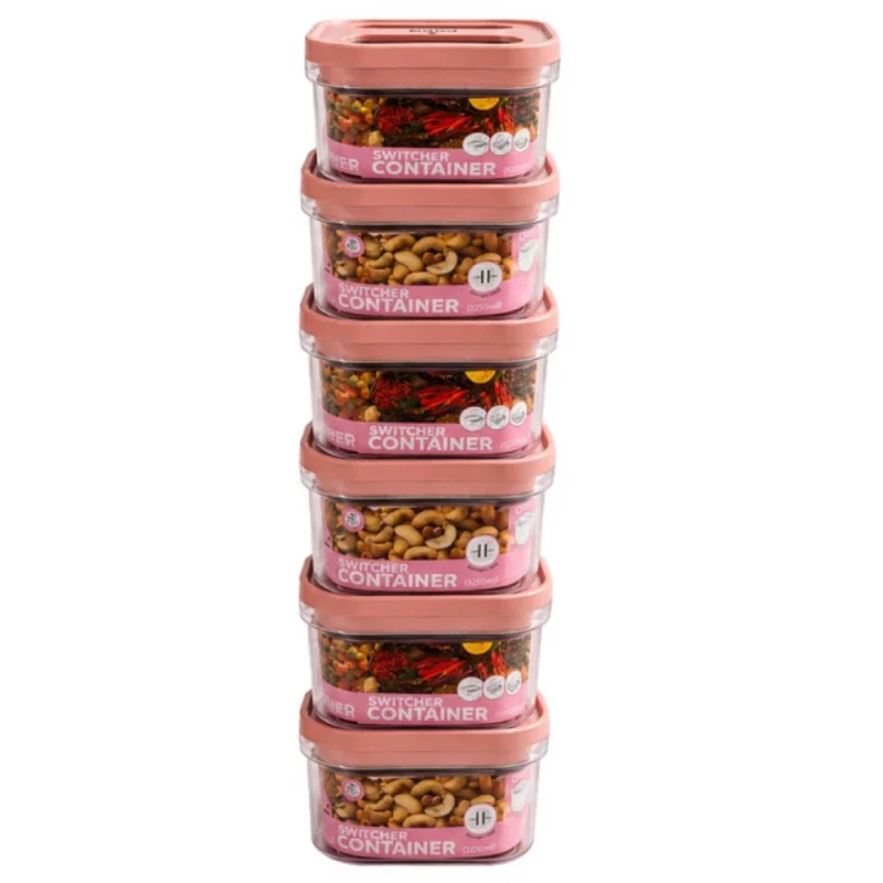 Alternative view of Pack of 6 Switchers Airtight Storage Container Set 1250 ML (Pink)