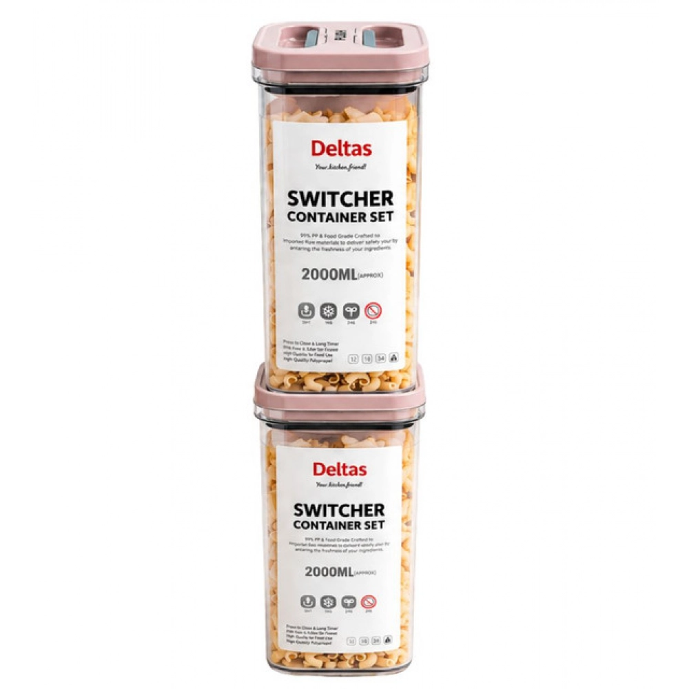 Pack of 2 Switchers Airtight Storage Container Set 2000 ML (Pink) - Image 2