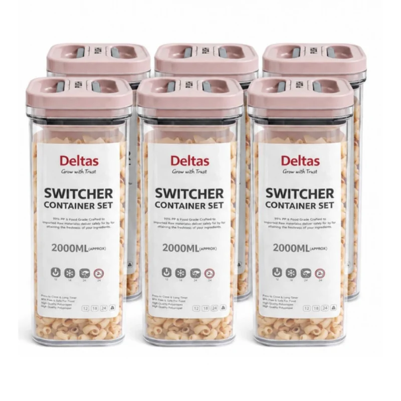 Pack of 6 Switchers Airtight Storage Container Set 2000 ML (Pink)