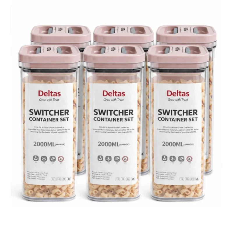 Alternative view of Pack of 6 Switchers Airtight Storage Container Set 2000 ML (Pink)