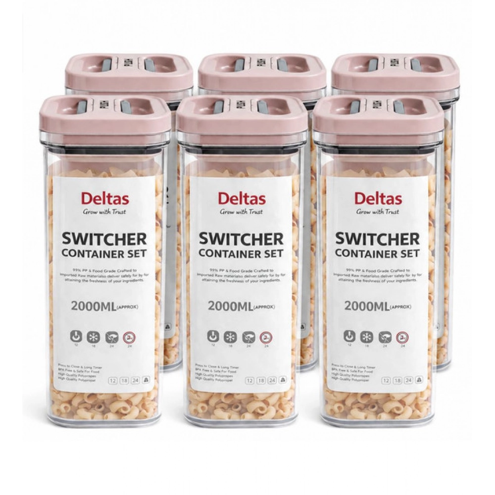 Pack of 6 Switchers Airtight Storage Container Set 2000 ML (Pink) - Image 2