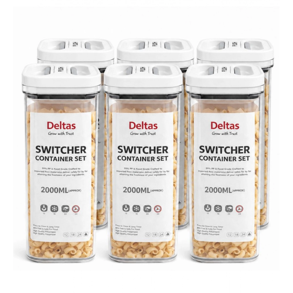 Pack of 6 Switchers Airtight Storage Container Set 2000 ML (White) - Image 2