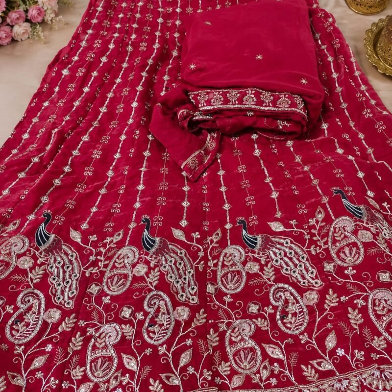Rani Pink Embroidered Lehenga Choli Set with Designer Dupatta | Wedding & Festive Wear for Women - Image 3