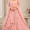 Blush Pink Sequins Embroidered Georgette Lehenga Choli Set with Matching Dupatta – Wedding & Festive Wear