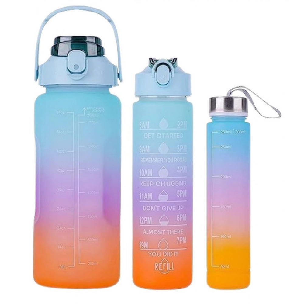 3 Pcs Motivational Leakproof Tritan Water Bottles (Multicolor) - Image 6