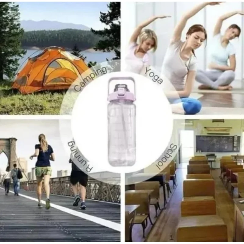 Alternative view of 3 PCS Transparent Motivational Water Bottles (Pink)
