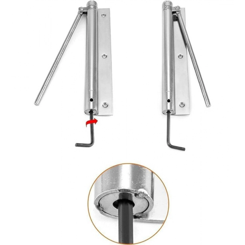 Pack of 2 Automatic Door Closer Hinge Lock (Silver) - Image 2