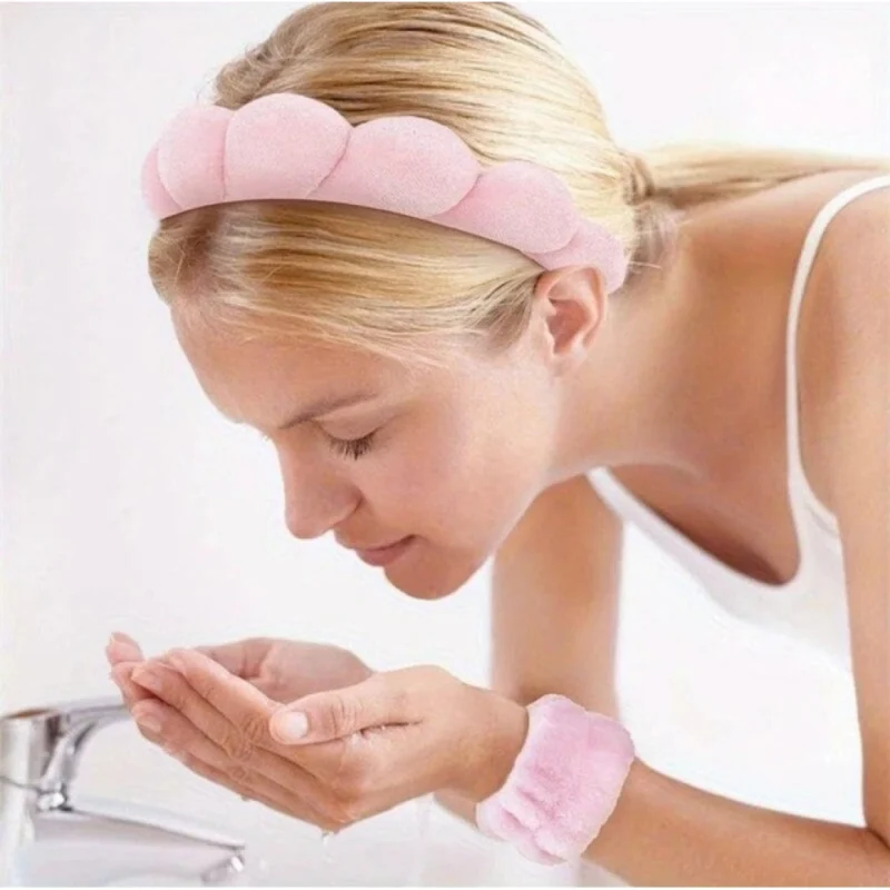Pack of 2 Spa Headband And Wristband Set (Pink) - Image 4