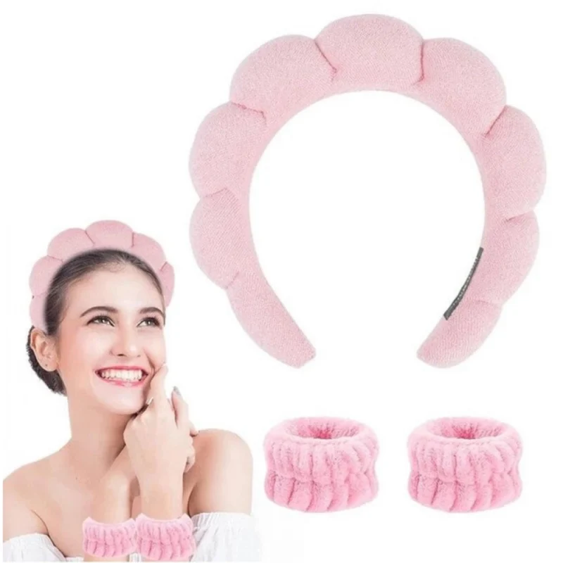 Pack of 2 Spa Headband And Wristband Set (Pink) - Image 3